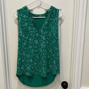 Papermoon Green V-Neck Sleeveless Dot-Print Camisole